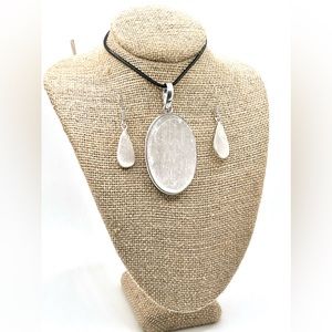 Selenite Satin Spar Pendant & Earrings Set